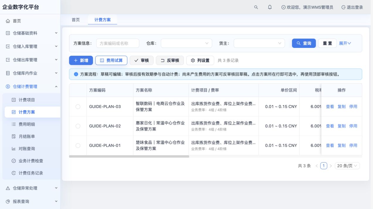 三货主各自的已审核方案