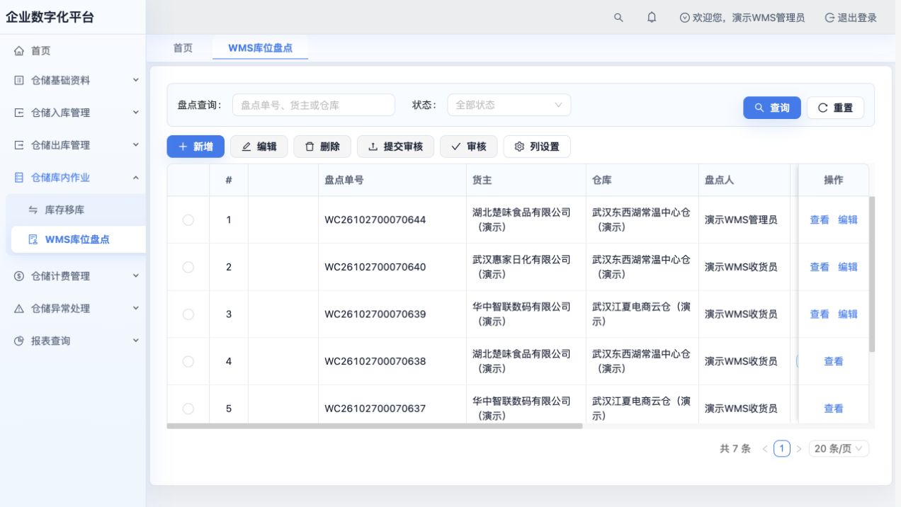 盘点列表：覆盖待盘点、待审核、已审核及管理员现场任务